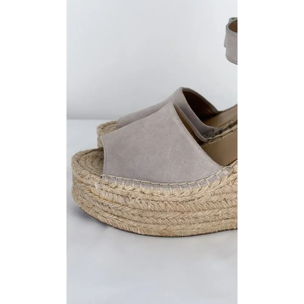 Marc Fisher Suede Alida Espadrille Platform Wedge Womens Size 9 Leather Shoe